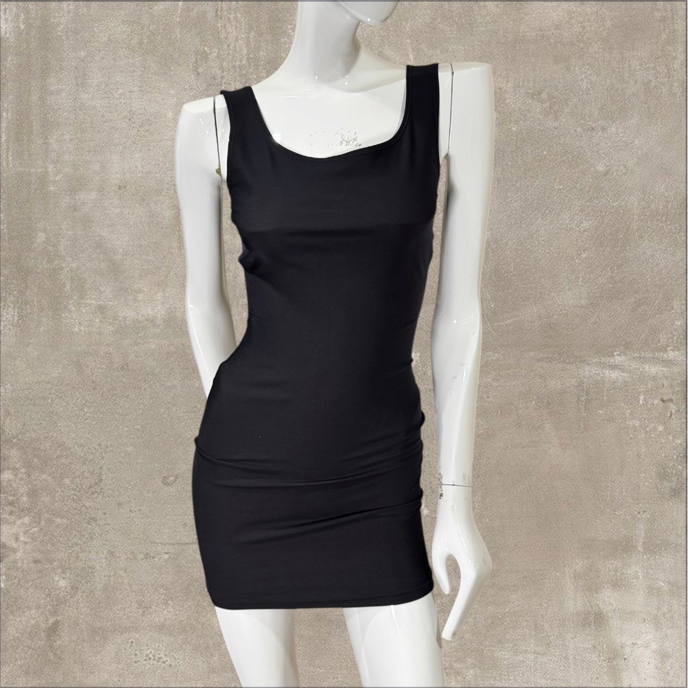 Dark Gray Bodycon Mini Dress Stretch Slip Dress Size S Minimalist Shapewear - Picture 2 of 6